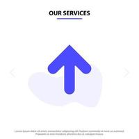 Our Services Arrow Arrow Up Upload Solid Glyph Icon Web card Template vector