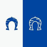 Festival Fortune Horseshoe Luck Patrick Line and Glyph Solid icon Blue banner Line and Glyph Solid icon Blue banner vector