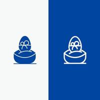 Gift Boiled Easter Egg Food Line and Glyph Solid icon Blue banner Line and Glyph Solid icon Blue banner vector