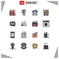 16 Creative Icons Modern Signs and Symbols of new year clock building table draw Editable Creative Vector Design Elements