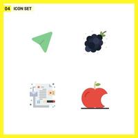 Set of 4 Vector Flat Icons on Grid for arrow corporate computer fruit id Editable Vector Design Elements