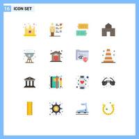 Set of 16 Modern UI Icons Symbols Signs for shack house chat home conversations Editable Pack of Creative Vector Design Elements