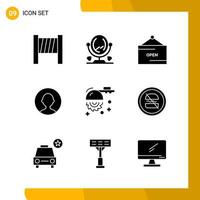 9 Icon Set. Solid Style Icon Pack. Glyph Symbols isolated on White Backgound for Responsive Website Designing. vector