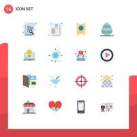 Modern Set of 16 Flat Colors and symbols such as laptop bulb passboart spring egg Editable Pack of Creative Vector Design Elements