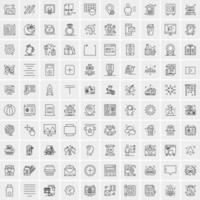 paquete de 100 iconos de líneas universales para móviles y web vector