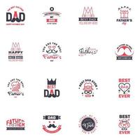 Happy fathers day set 16 Black and Pink Vector typography Vintage lettering for fathers day greeting cards banners tshirt design You are the best dad Editable Vector Design Elements