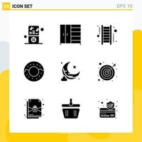 Collection of 9 Universal Solid Icons. Icon Set for Web and Mobile. vector