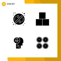 4 Icon Set. Solid Style Icon Pack. Glyph Symbols isolated on White Backgound for Responsive Website Designing. vector