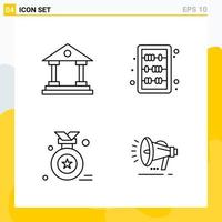 Collection of 4 Universal Line Icons. Icon Set for Web and Mobile. vector