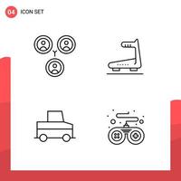 Pack of 4 Universal Outline Icons for Print Media on White Background. vector