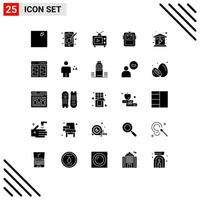 User Interface Pack of 25 Basic Solid Glyphs of house electric play headgear protection Editable Vector Design Elements
