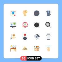 16 User Interface Flat Color Pack of modern Signs and Symbols of customer communication bubble cleaning soup Editable Pack of Creative Vector Design Elements