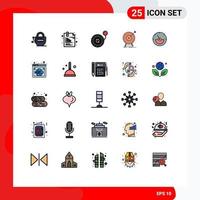 25 User Interface Filled line Flat Color Pack of modern Signs and Symbols of ampere success pin market goal Editable Vector Design Elements