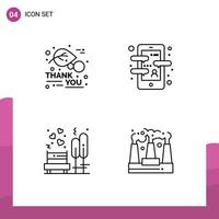 4 Creative Icons Modern Signs and Symbols of thanks day love thanksgiving course bench Editable Vector Design Elements