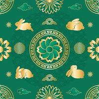 Chinese New Year Seamless Pattern Background Jade Green Theme vector