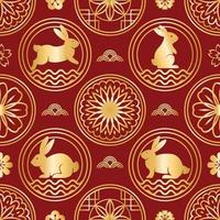 Chinese New Year Seamless Pattern Deep Red Background vector