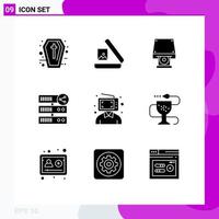 9 Universal Solid Glyph Signs Symbols of customer web cd rom server share Editable Vector Design Elements