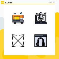 Group of 4 Filledline Flat Colors Signs and Symbols for camping zoom boost startup contact Editable Vector Design Elements