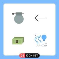 4 Thematic Vector Flat Icons and Editable Symbols of army cash war left birthday Editable Vector Design Elements