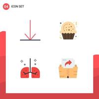 Set of 4 Vector Flat Icons on Grid for arrow medicine cookie hospital file Editable Vector Design Elements