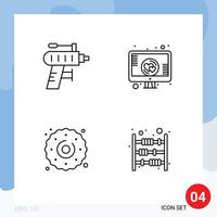 4 User Interface Line Pack of modern Signs and Symbols of drill dessert drilling online sweets Editable Vector Design Elements