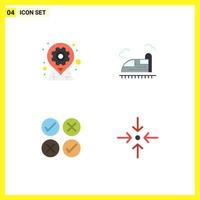 Set of 4 Modern UI Icons Symbols Signs for gear creative options train design Editable Vector Design Elements