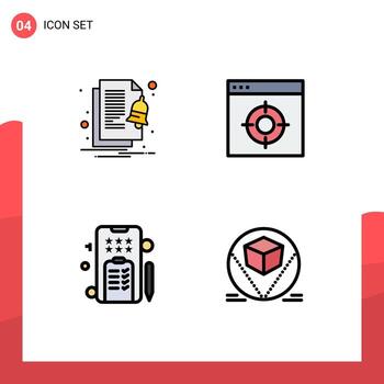 4 Filledline Flat Color concept for Websites Mobile and Apps alert text notify office box Editable Vector Design Elements