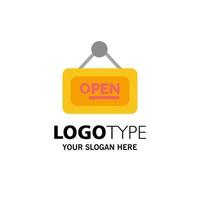 Marketing Board Sign Open Business Logo Template Flat Color vector