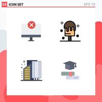 4 User Interface Flat Icon Pack of modern Signs and Symbols of computers business hardware ice district Editable Vector Design Elements