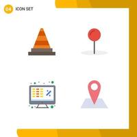 4 User Interface Flat Icon Pack of modern Signs and Symbols of cone finance tools pointer money Editable Vector Design Elements