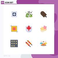 9 User Interface Flat Color Pack of modern Signs and Symbols of canada security food transform crop Editable Vector Design Elements