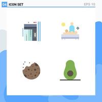 paquete de 4 iconos planos creativos de elementos de diseño de vectores editables de galletas de cuerpo de spa de ascensor