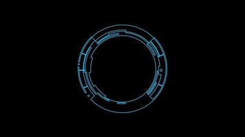 Futuristic round target animation for video overlay. HUD display monitor for modern video effects and high technology