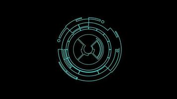 Futuristic round target animation for video overlay. HUD display monitor for modern video effects and high technology