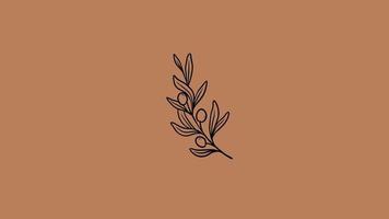 Olive animation for vintage style. Smooth moving flowers for an animated look of logos and text copy space video