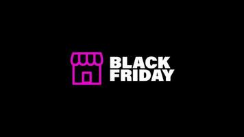 black friday label animation für einzelhandels- und geschäftsförderung. einfache Filmmaterialüberlagerung mit Texteffekten video