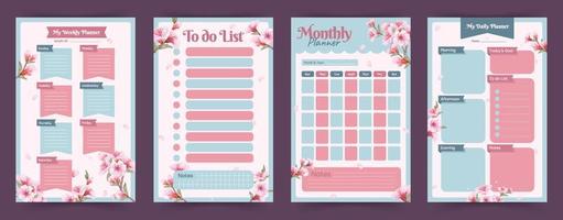 Planner Template with Peach Blossom Design vector