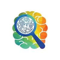 Magnifying Glass finding finger print in brain. Intelligence brain concept design. vector