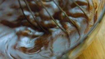 Beef marinated in soy sauce in plastic wrap on a retro tray. Macro shooting. There are air bubbles video