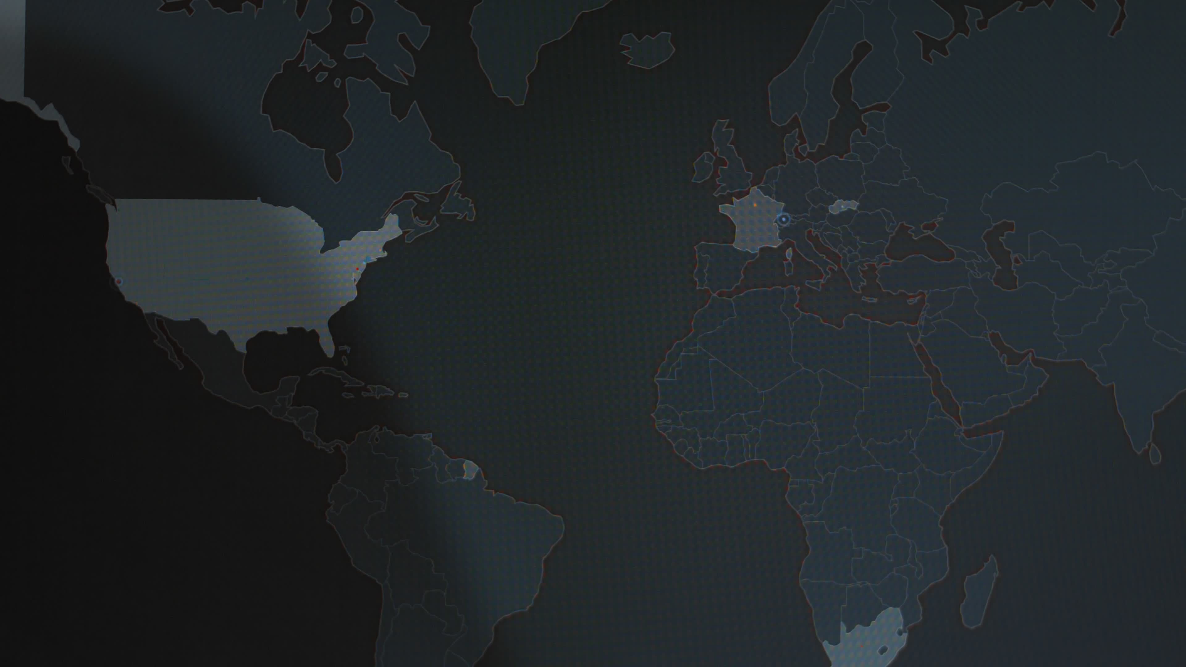 World map with different targets for cyber attack. Hacking and