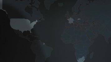 World map with different targets for cyber attack. Hacking and technology concept. Macro shooting at monitor pixels video