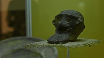 Close up museum pieces. Mayan art. Close up Mayan archaeological museum pieces video