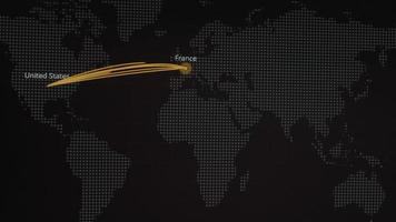 mapa mundial con diferentes objetivos para ataques cibernéticos. concepto de piratería y tecnología. fotografía macro en los píxeles del monitor video