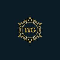 logotipo de letra wg con plantilla de oro de lujo. plantilla de vector de logotipo de elegancia.