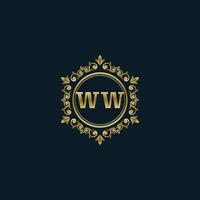 logotipo de letra ww con plantilla de oro de lujo. plantilla de vector de logotipo de elegancia.