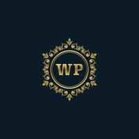 logotipo de letra wp con plantilla de oro de lujo. plantilla de vector de logotipo de elegancia.