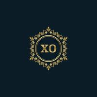 logotipo de la letra xo con plantilla de oro de lujo. plantilla de vector de logotipo de elegancia.