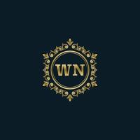 logotipo de letra wn con plantilla de oro de lujo. plantilla de vector de logotipo de elegancia.