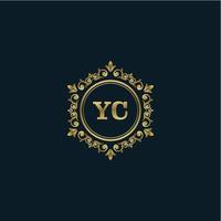 logotipo de letra yc con plantilla de oro de lujo. plantilla de vector de logotipo de elegancia.