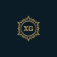 logotipo de letra xg con plantilla de oro de lujo. plantilla de vector de logotipo de elegancia.